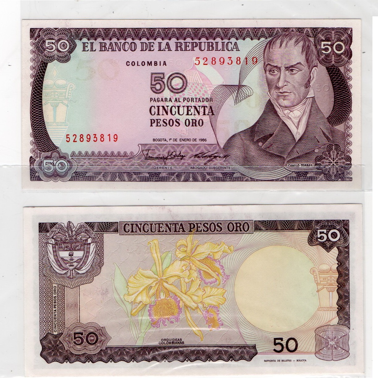 Colombia #425b 50 Pesos Oro